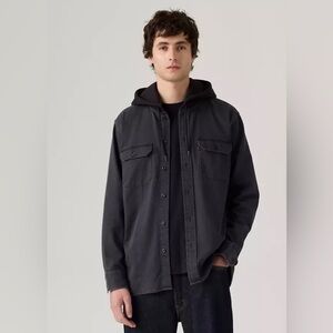 NEW LEVI’S HOODED WASHED BLACK WORK SHIRT BUTTON UP 100% COTTON NWT SZ XXL